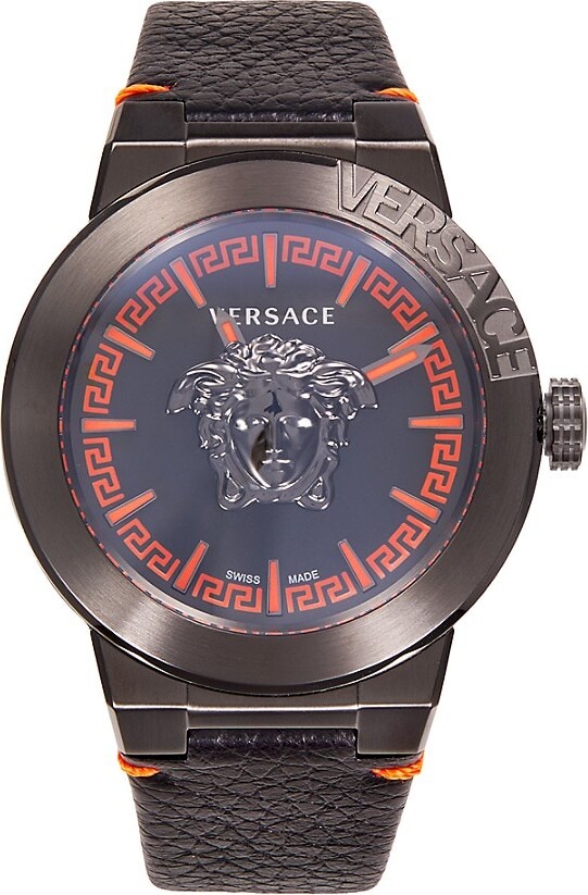 Medusa Infinite Stainless Steel Case & Leather Strap Watch/45MM