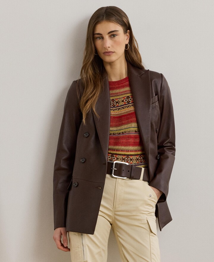 Lauren Ralph Lauren Women's Double-Breasted Lambskin Blazer