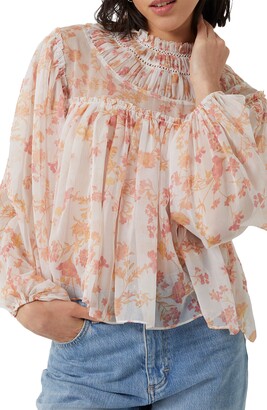High Neck Blouse In Cream | Shop the world's largest collection of 