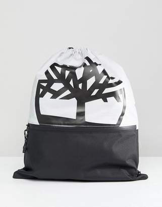 Timberland Drawstring Backpack Large Logo In Grey