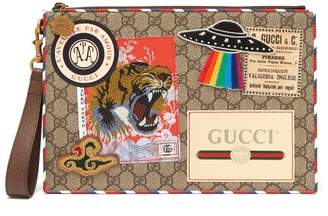 Gucci Gg Supreme Patch Coated Canvas Pouch - Mens - Brown Multi