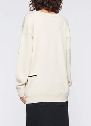 Tibi Mockrib V-Neck Tunic Sweater