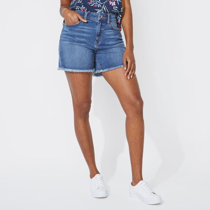 Nautica 4 Jeans Co. Frayed High Rise Denim Shorts