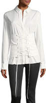 Thumbnail for your product : RtA Denim Jeanne Button-Front Corset Poplin Blouse