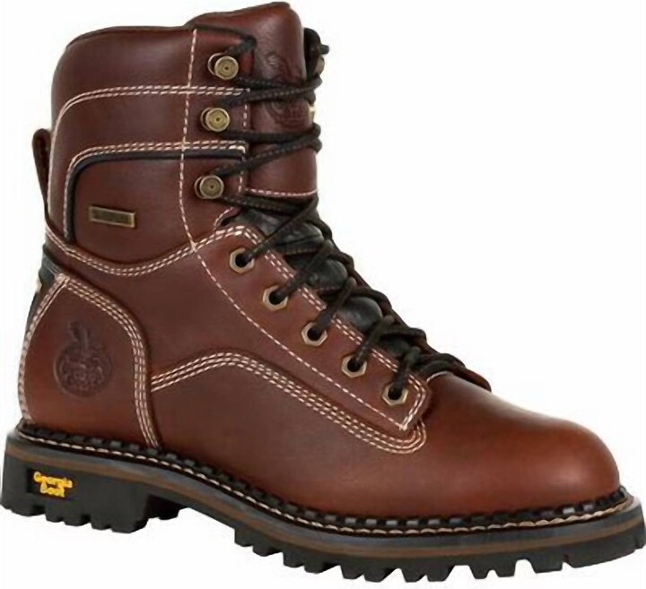Georgia Boot Women's Amp Lt Logger Women's Waterproof Low Heel Logger Boot - Wide Width In Brown