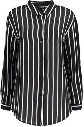 boohoo Oversized Button Through Stripe Shirt