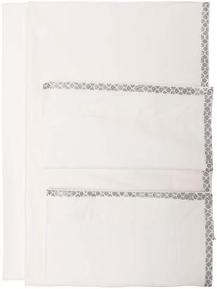 Roberto Cavalli New Silver Print Cotton Satin Sheet Set