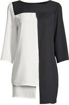 Thumbnail for your product : Misook Asymmetrical Colorblock Crepe Blouse