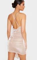 Thumbnail for your product : PrettyLittleThing Aqua Diamante Detail Strappy Drape Bodycon Dress