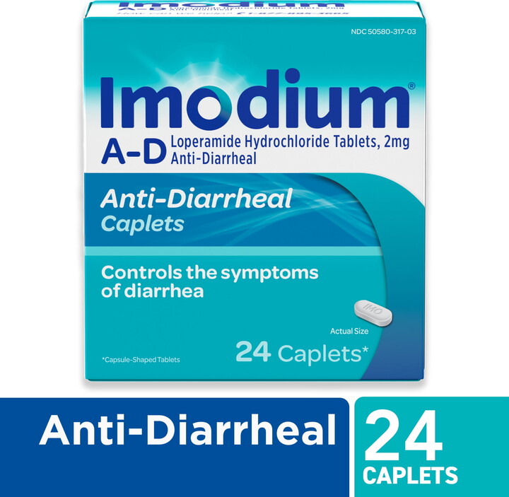 Imodium A-D Diarrhea Relief Caplets, Loperamide Hydrochloride, 24 Count.