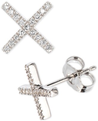 Elsie May Diamond Crisscross Stud Earrings (1/10 ct. t.w.) in Sterling Silver, Created for Macy's