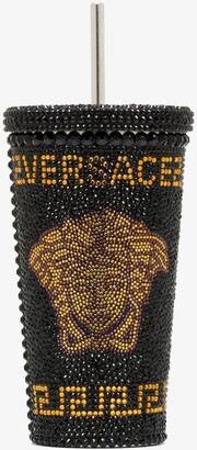 Versace Black Medusa Crystal-Embellished Travel Cup