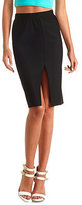Thumbnail for your product : Charlotte Russe Front Slit Bodycon Midi Skirt