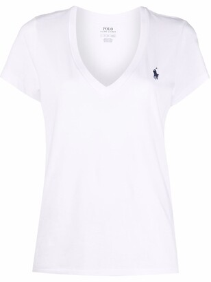 Polo Ralph Lauren embroidered-logo v-neck T-shirt - ShopStyle