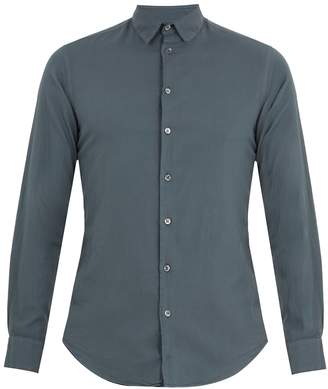 Giorgio Armani Single-cuff flannel-cotton shirt
