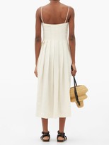 Thumbnail for your product : Three Graces London Lucia Pleated Linen Midi Dress - Ivory