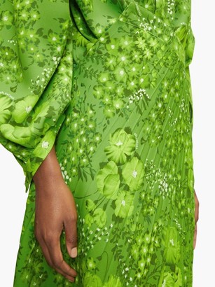 Balenciaga Asymmetric Poppy-print Crepe Midi Skirt - Green
