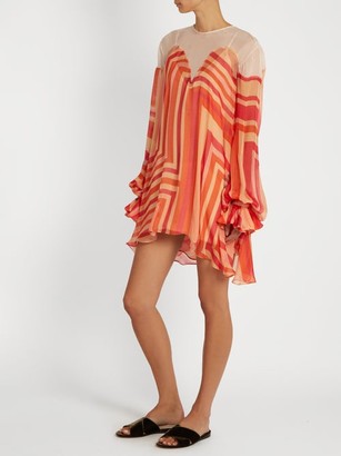Katie Eary Geo-print Silk-chiffon Dress - Red Multi