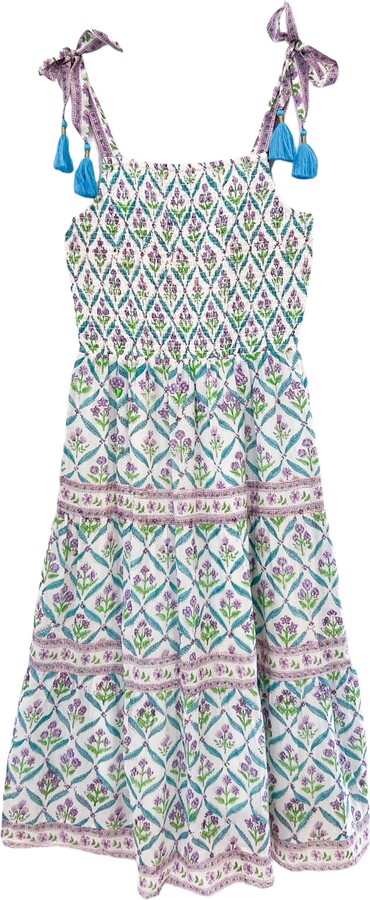 ALICIA BELL Odette Smocked Cotton & Silk Cover-Up Maxi Dress