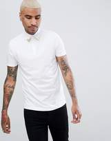 Thumbnail for your product : ASOS Design Polo Shirt With Western Collar Tips In White