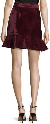 Velvet Flounce Mini Skirt