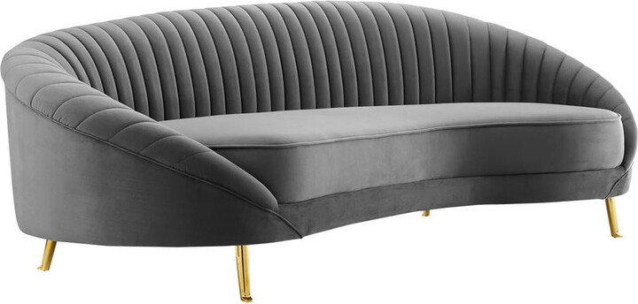 Modway Camber Channel Tufted Performance Velvet Sofa in Gray
