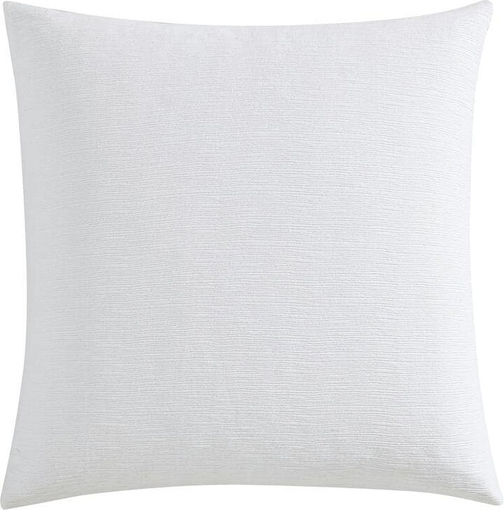 Vera Wang Solid Textured Pleats White Cotton European Sham Set