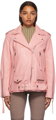 pink faux leather jacket