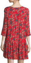 Thumbnail for your product : BA&SH Ever Floral-Print Split-Neck Shift Mini Dress