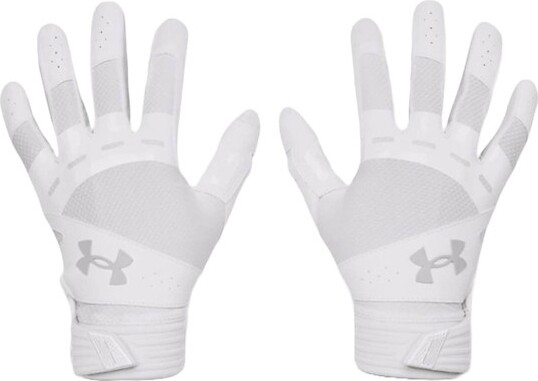 Women's Under Armour Motive Adult Softball Batting Gloves Large White/Grey