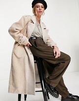 Thumbnail for your product : Object oversized coat with teddy inserts in beige