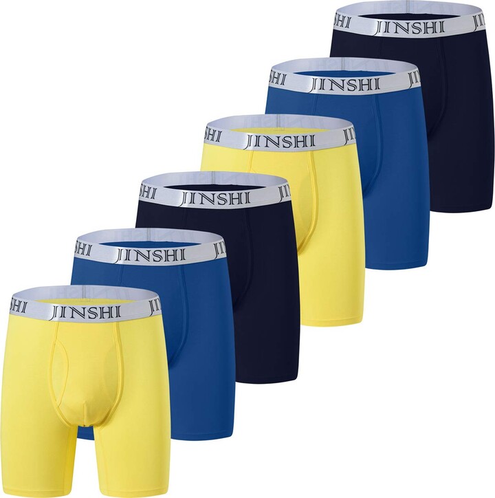 JINSHI Men's Bamboo Boxer Briefs Long Leg Comfortable Underwear