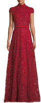 Thumbnail for your product : Alice + Olivia Nidia Embellished Velvet Mock-Neck Gown