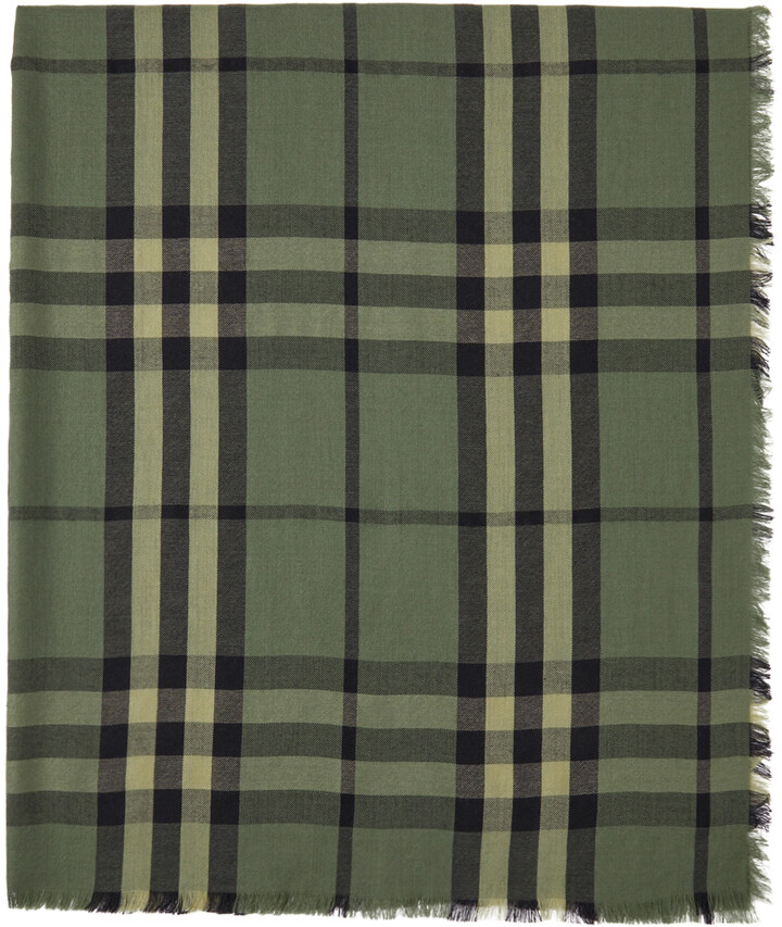 Burberry Green Cashmere Check Scarf - ShopStyle Scarves