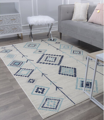 Rugs America Bodrum Tribal Native Ice Area Rug