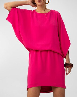 Trina Turk Manhattan Dolman-Sleeve Crepe Mini Dress