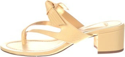 Alexandre Birman Slides Yellow Leather Trim Cutout & Bow Accents Includes Box & Dust Bag Designer
