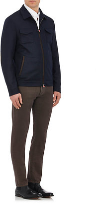 Kiton Men's Cashmere Zip-Front Jacket-NAVY