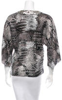 Thumbnail for your product : Andrew Gn Leather-Trimmed Silk Blouse w/ Tags