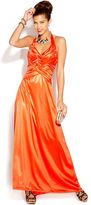 Thumbnail for your product : B. Darlin Juniors' Woven-Front Halter Gown