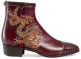 Leather boot with dragon