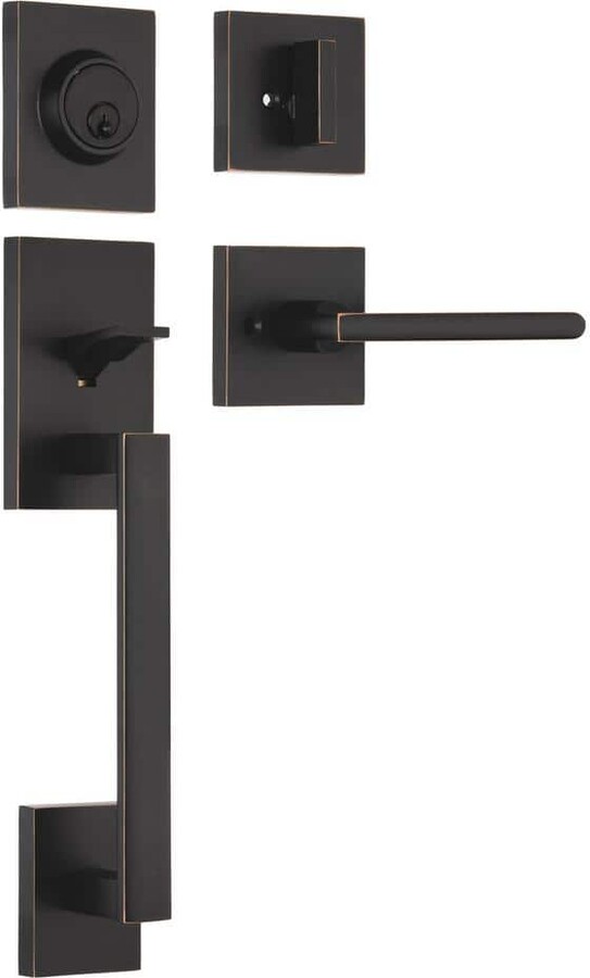 eModern Decor CozyBlock Arch Lever, Oil Rubbed Bronze Single Door Handleset w/Single Cylinder Deadbolt, Adjustable Entry Door Lock Set