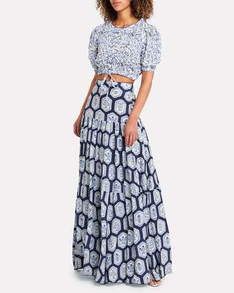 Agua Bendita Anis Printed Linen Maxi Skirt
