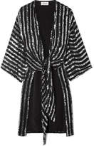 Temperley London - Neri Sequin-embellished Georgette Wrap Top - Black