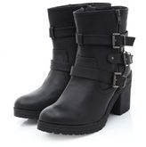 Thumbnail for your product : New Look Wide Fit Black Multi Buckle High Leg Biker Boots