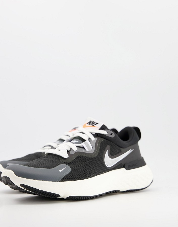 ASOS Nike Running React Miler Premium trainers in black and white