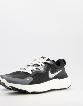 Nike Running React Miler Premium trainers in black and white - ShopStyle