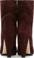 Thumbnail for your product : Brian Atwood Deep Burgundy Suede Nilla Ankle Boot
