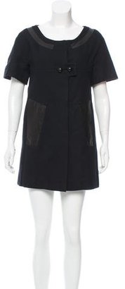 Chloé Leather-Trimmed Silk-Blend Dress
