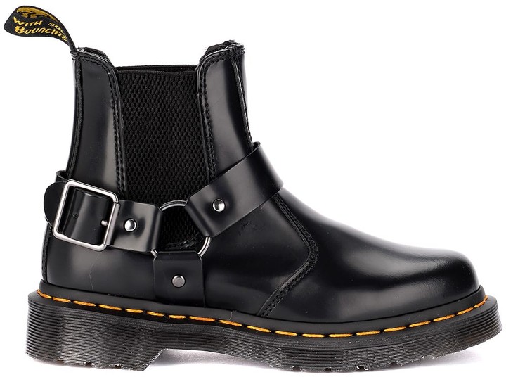 Dr. Martens Wincox Black Leather Ankle Boots With Buckle - ShopStyle